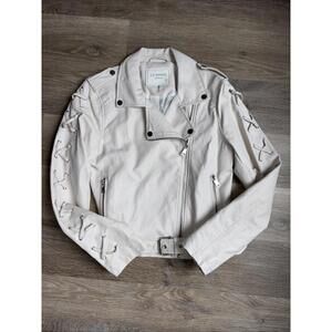 CI SONO Premium Faux leather Jacket  Ivory Size Small. Zip Front Moto
